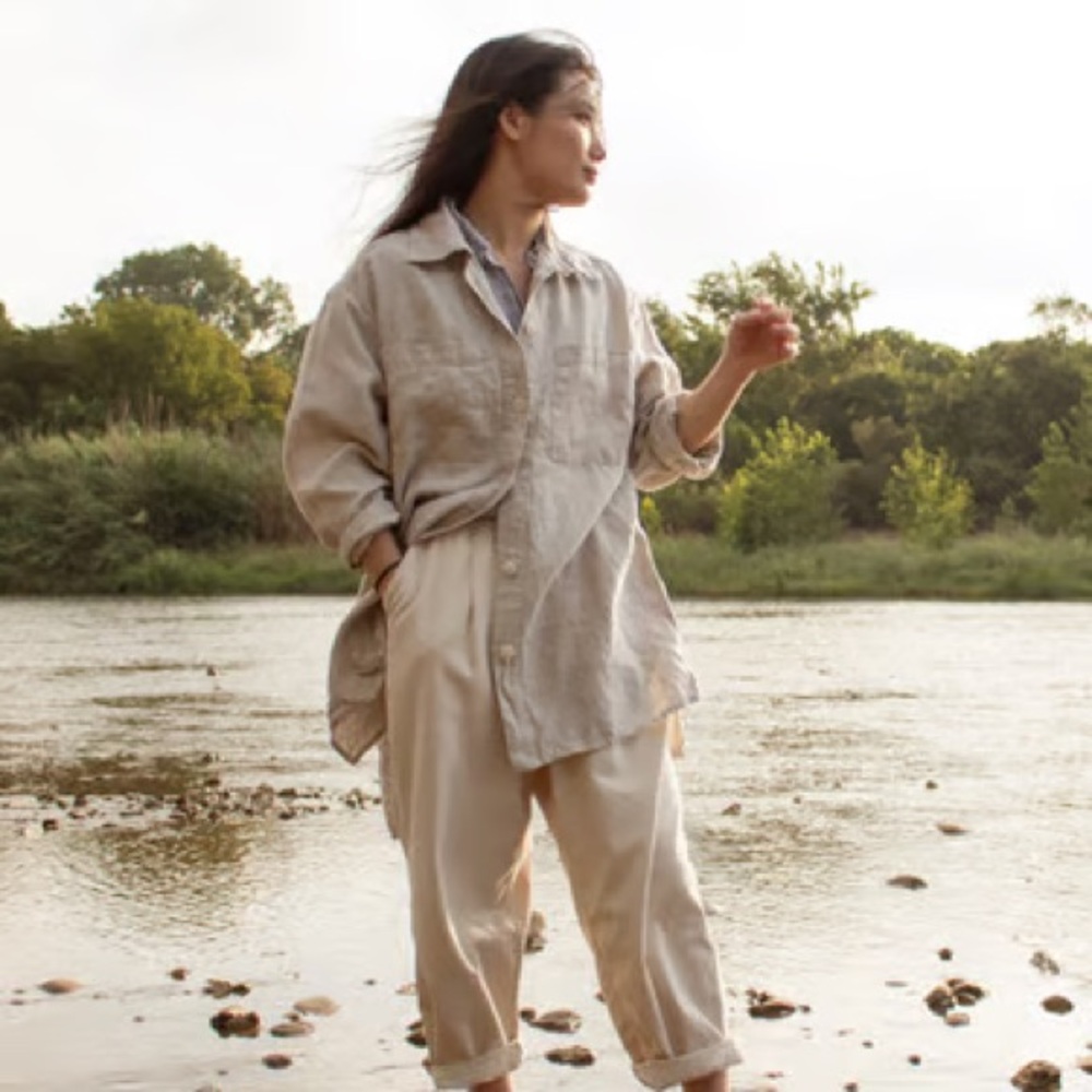 Esby Lenny Workshirt, Blue stripe, xsmall, gently used